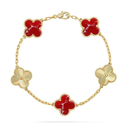 [Sprite Jewelry]New CLOVER 5 MOTIF RED PATTERN BRACELET COLLECTION