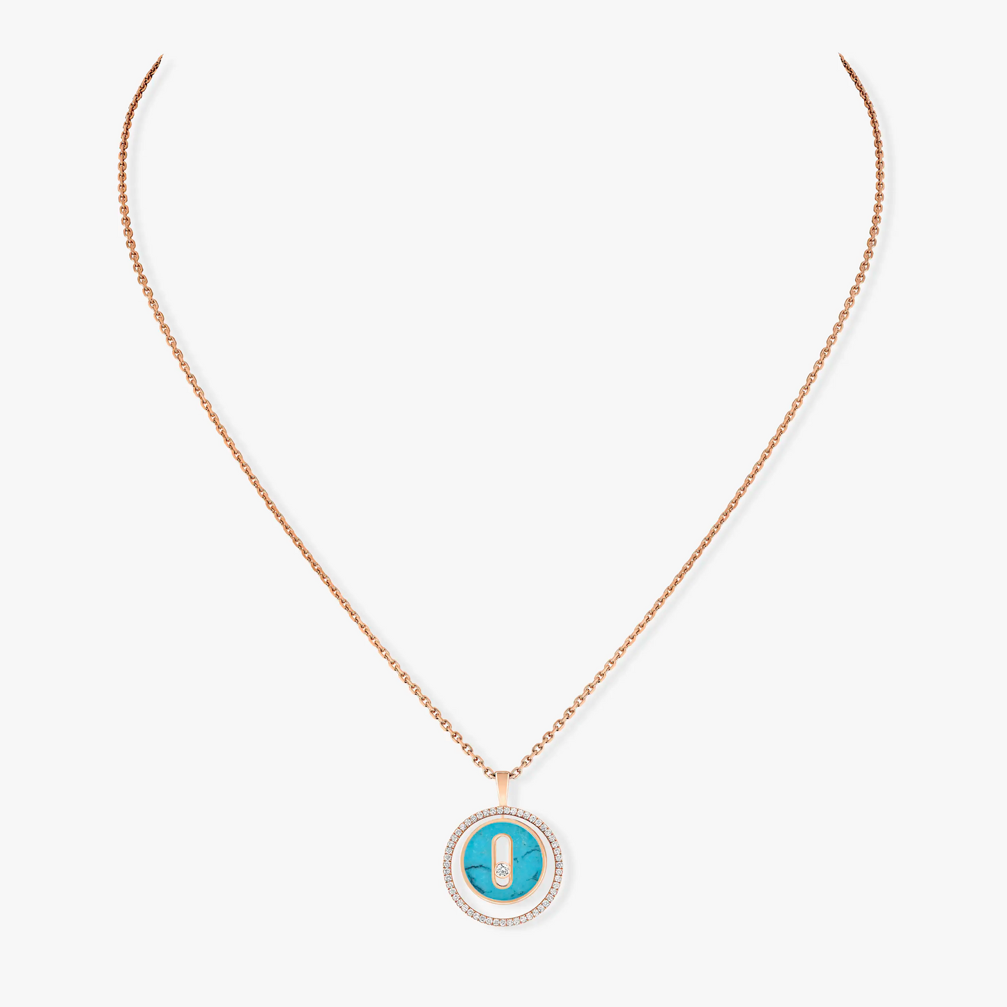 [Sprite Jewelry]LUCKY MOVE 1 DIAMOND TURQUOISE PINK GOLD DIAMOND NECKLACE