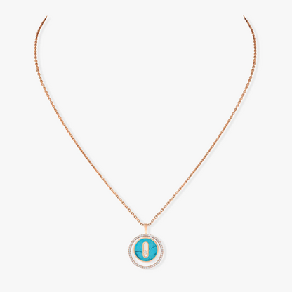 [Sprite Jewelry]LUCKY MOVE 1 DIAMOND TURQUOISE PINK GOLD DIAMOND NECKLACE