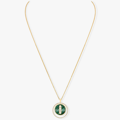 [Sprite Jewelry]LUCKY MOVE 3 DIAMOND MALACHITE GOLD DIAMOND NECKLACE
