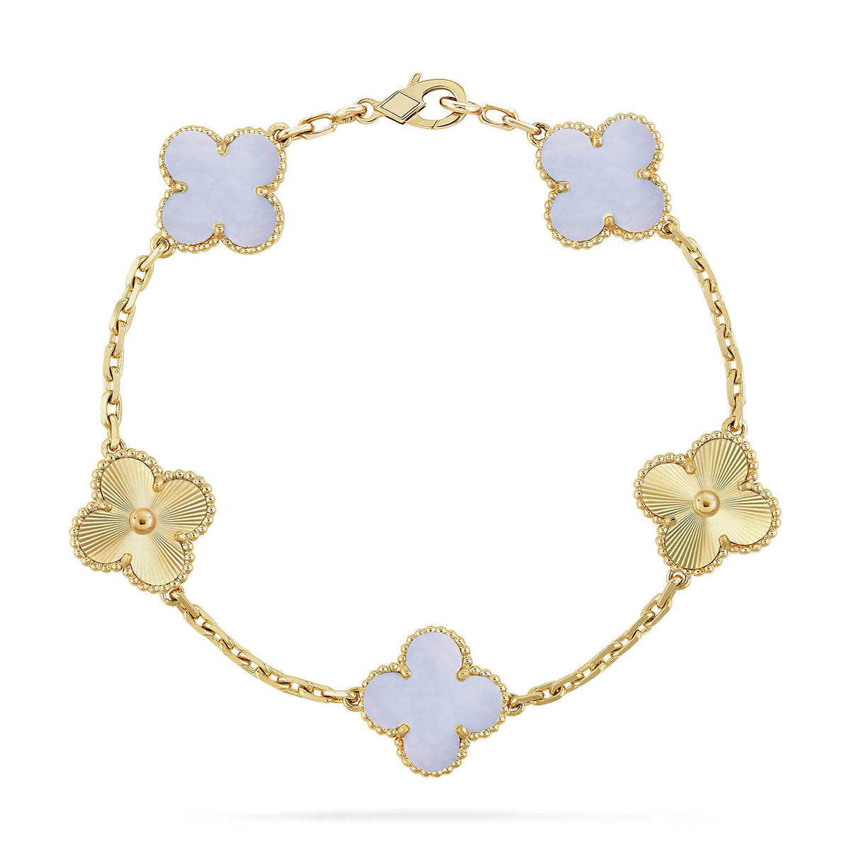 [Sprite Jewelry]New  CLOVER 5 MOTIF PURPLE CHALCEDONY BRACELET COLLECTION