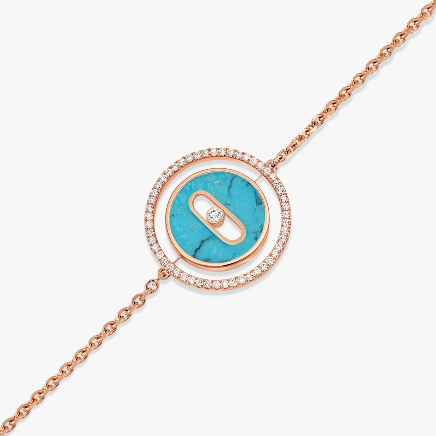 [Sprite Jewelry]LUCKY MOVE TURQUOISE PINK GOLD DIAMOND BRACELET