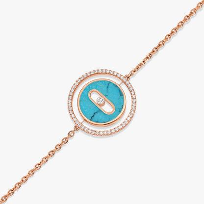 [Sprite Jewelry]LUCKY MOVE TURQUOISE PINK GOLD DIAMOND BRACELET