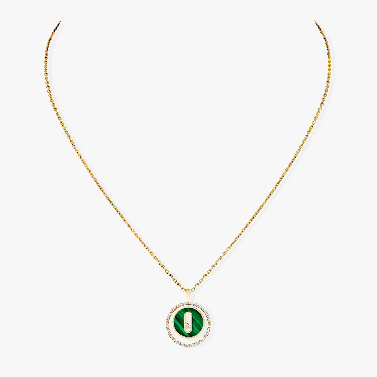 [Sprite Jewelry]LUCKY MOVE 1 DIAMOND MALACHITE GOLD DIAMOND NECKLACE