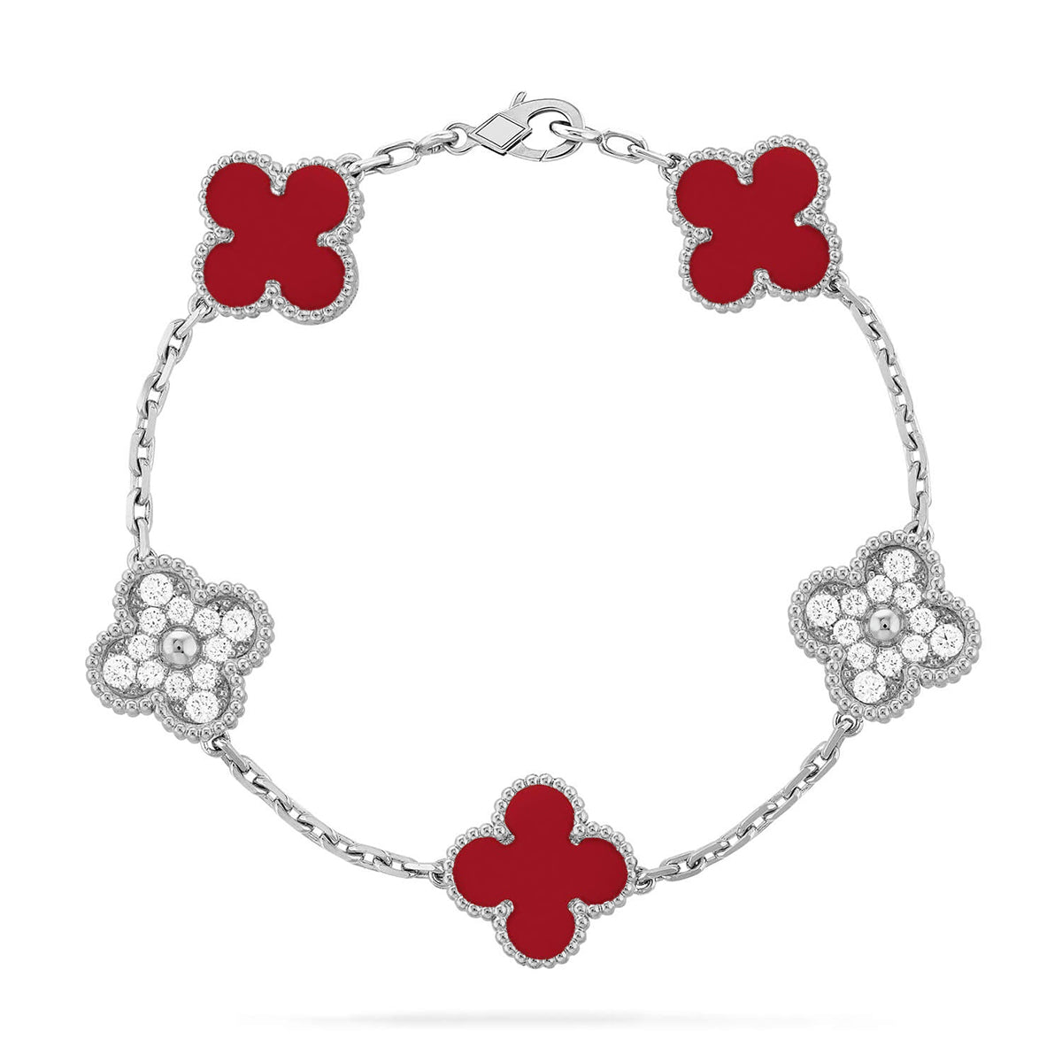 [Sprite Jewelry]New  CLOVER 5 MOTIF RED CORNELIAN BRACELET COLLECTION