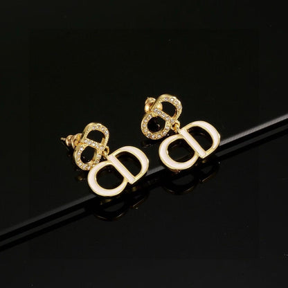[Sprite Jewelry]Gold CD Letter Stud Earrings