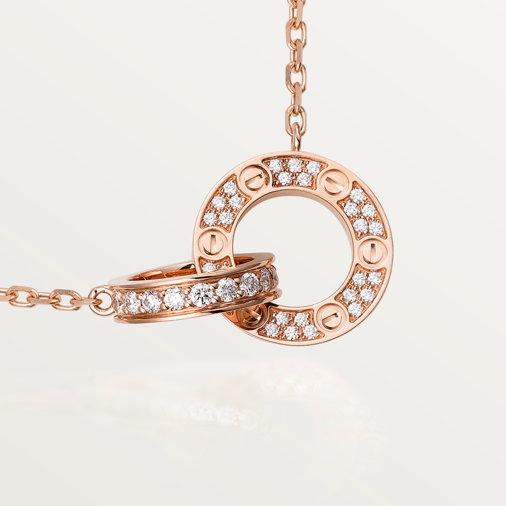 ¡®Sprite Jewelry¡¯LOVE 7.6MM NECKLACE ROSE GOLD AND SILVER  FULL DIAMOND