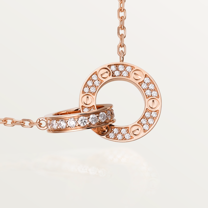 ¡®Sprite Jewelry¡¯LOVE 7.6MM NECKLACE ROSE GOLD AND SILVER  FULL DIAMOND