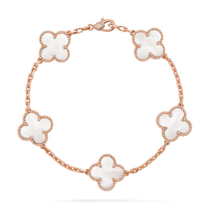 [Sprite Jewelry]New CLOVER WHITE PEARL MOP 5 MOTIF BRACELET COLLECTION