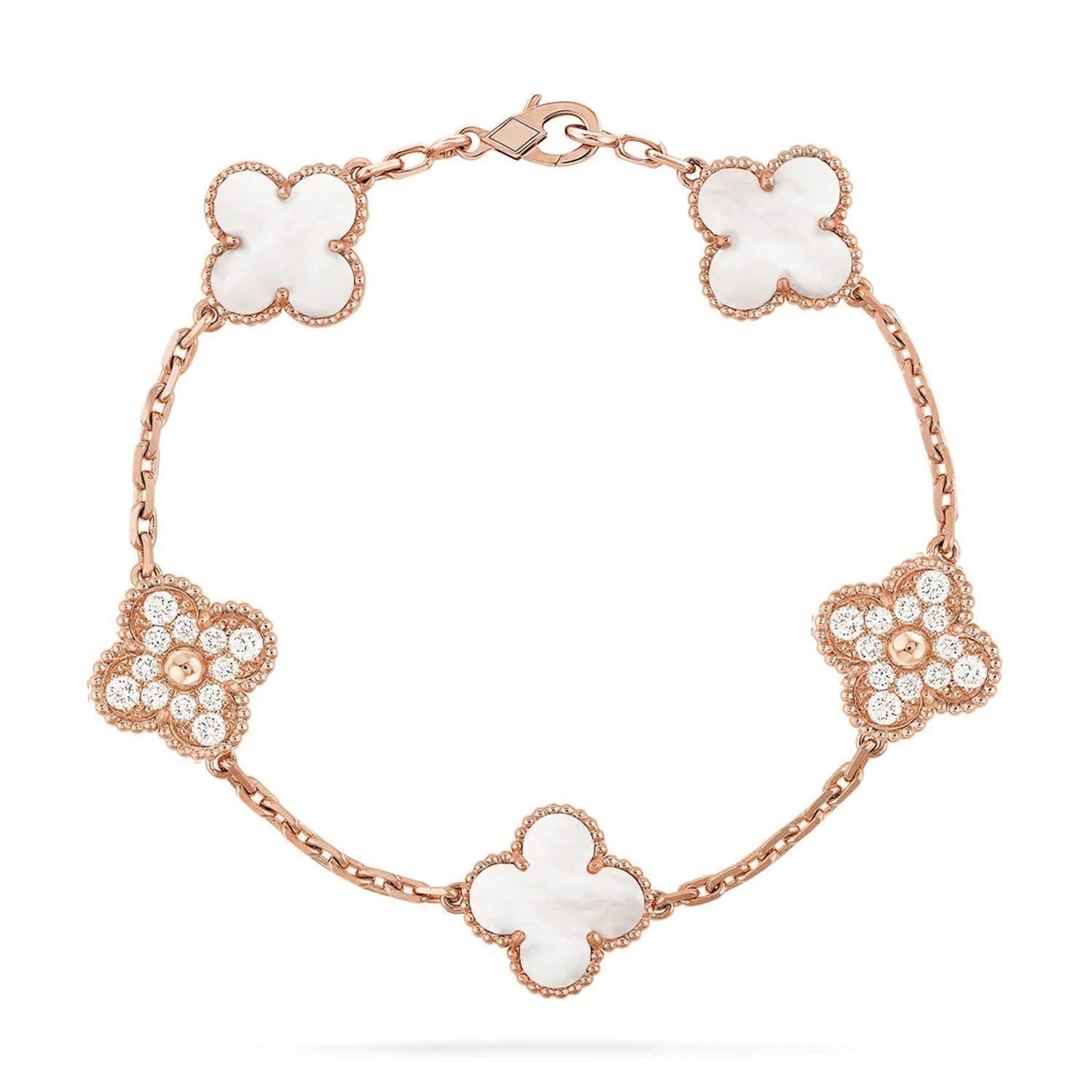 [Sprite Jewelry]New CLOVER WHITE PEARL MOP 5 MOTIF BRACELET COLLECTION