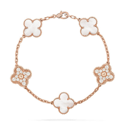 [Sprite Jewelry]New CLOVER WHITE PEARL MOP 5 MOTIF BRACELET COLLECTION