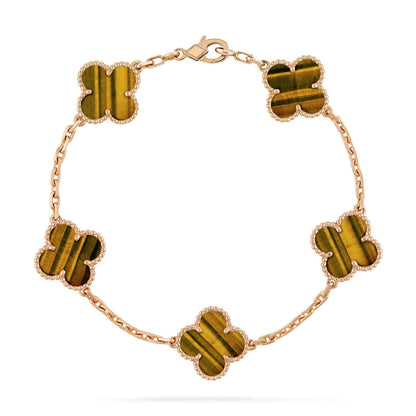 [Sprite Jewelry]New  CLOVER 5 MOTIFS TIGER EYE BRACELET COLLECTION