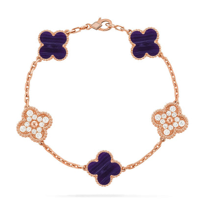 [Sprite Jewelry]New CLOVER 5 MOTIF PURPLE STRIPES BRACELET COLLECTION