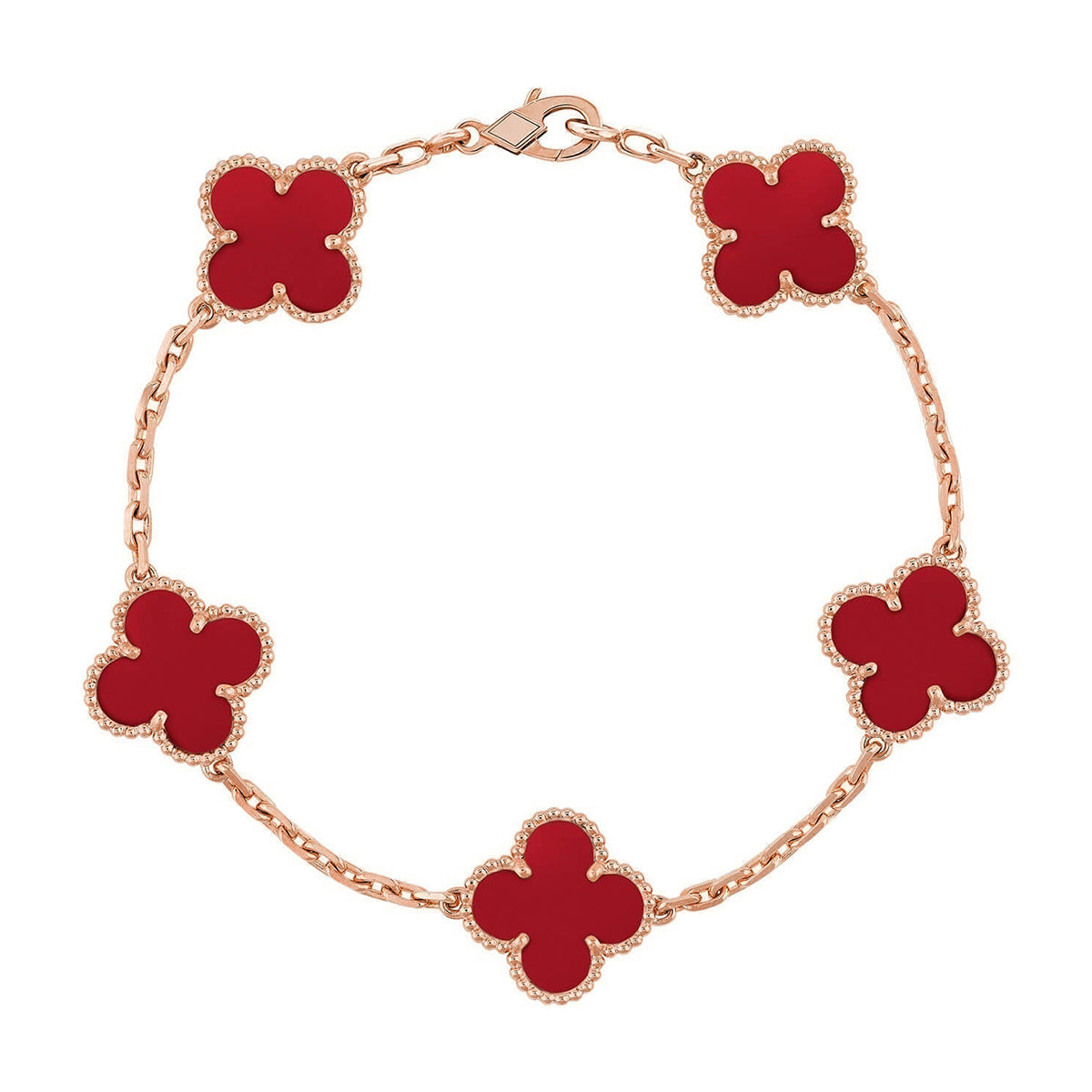 [Sprite Jewelry]New  CLOVER 5 MOTIF RED CORNELIAN BRACELET COLLECTION