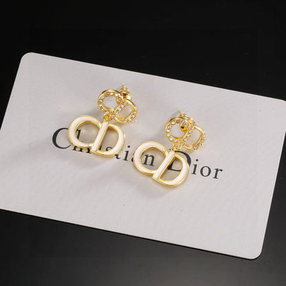 [Sprite Jewelry]Gold CD Letter Stud Earrings