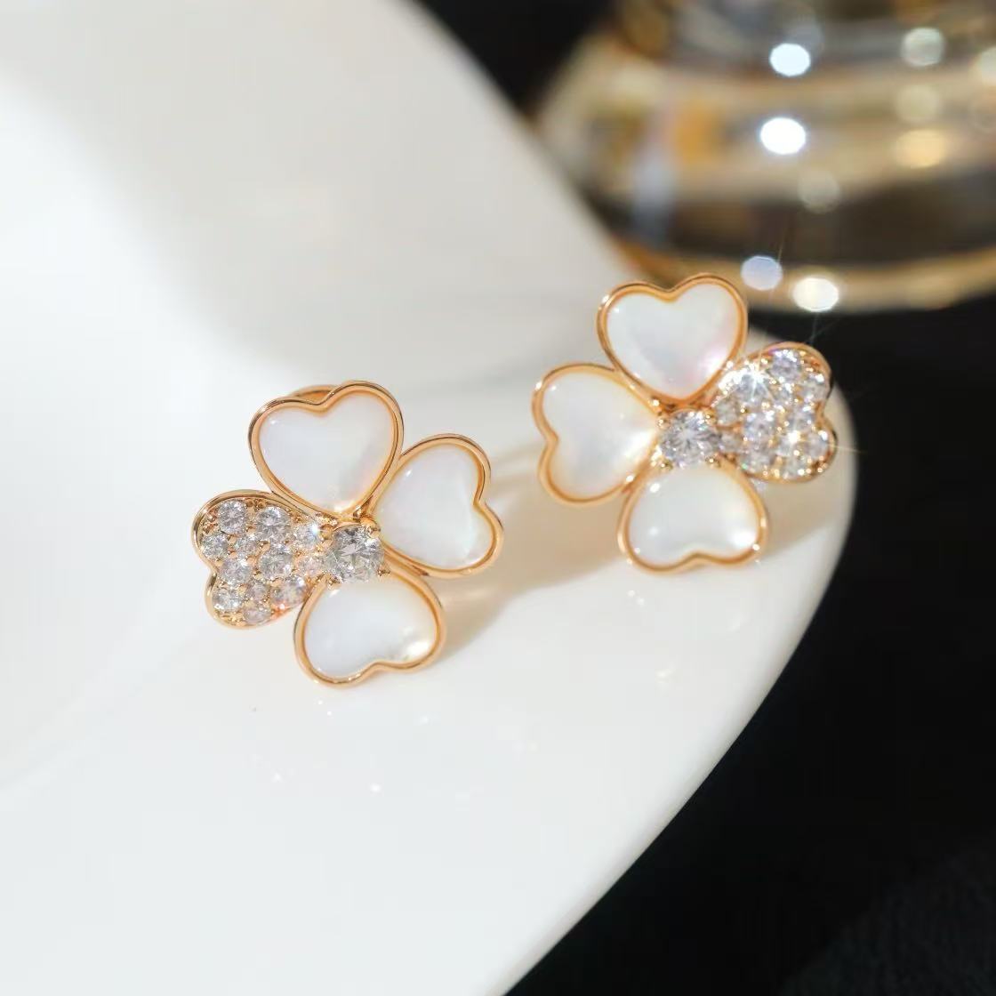 [Sprite Jewelry]FRIVOLE PINK GOLD FLOWER DIAMOND EARRINGS 2