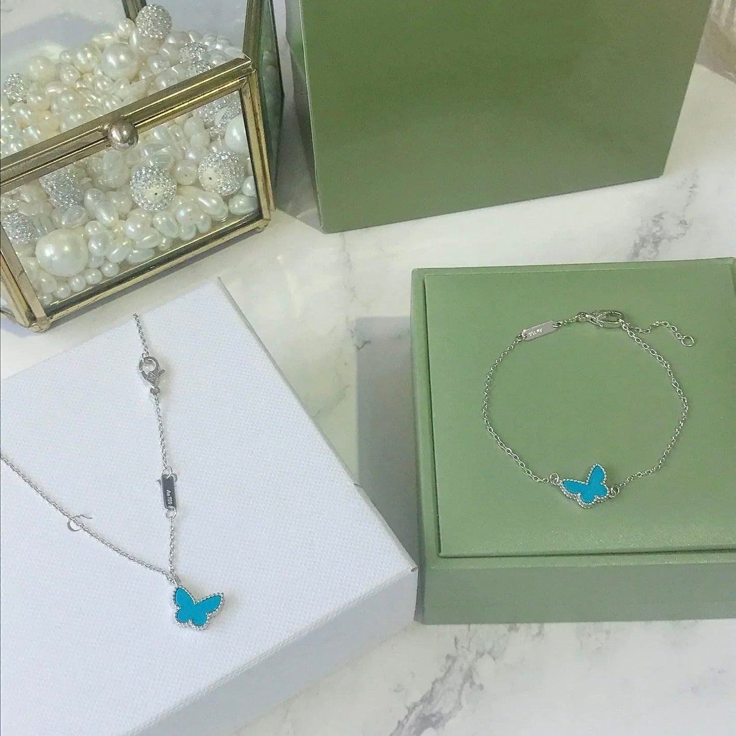 ¡®Sprite Jewelry¡¯BUTTERFLY TURQUOISE BUTTERFLY BRACELET SILVER
