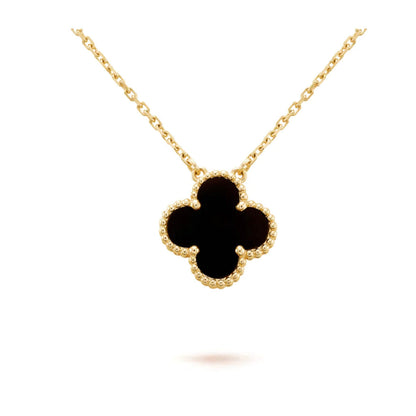 ¡®Sprite Jewelry¡¯CLOVER 15MM BLACK ONYX SINGLE FLOWER NECKLACE