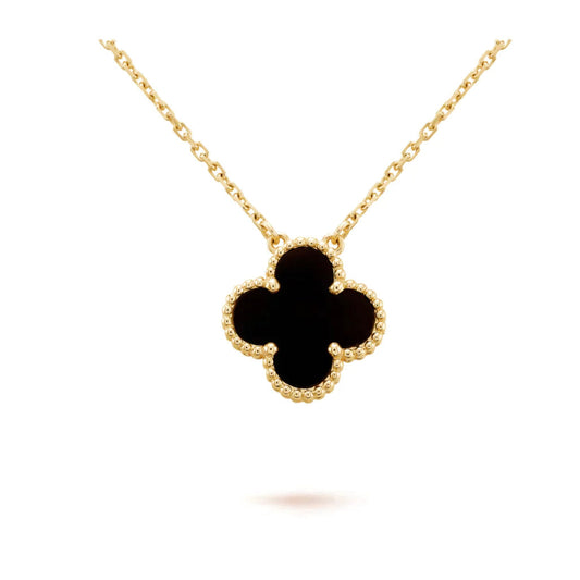 ¡®Sprite Jewelry¡¯CLOVER 15MM BLACK ONYX SINGLE FLOWER NECKLACE