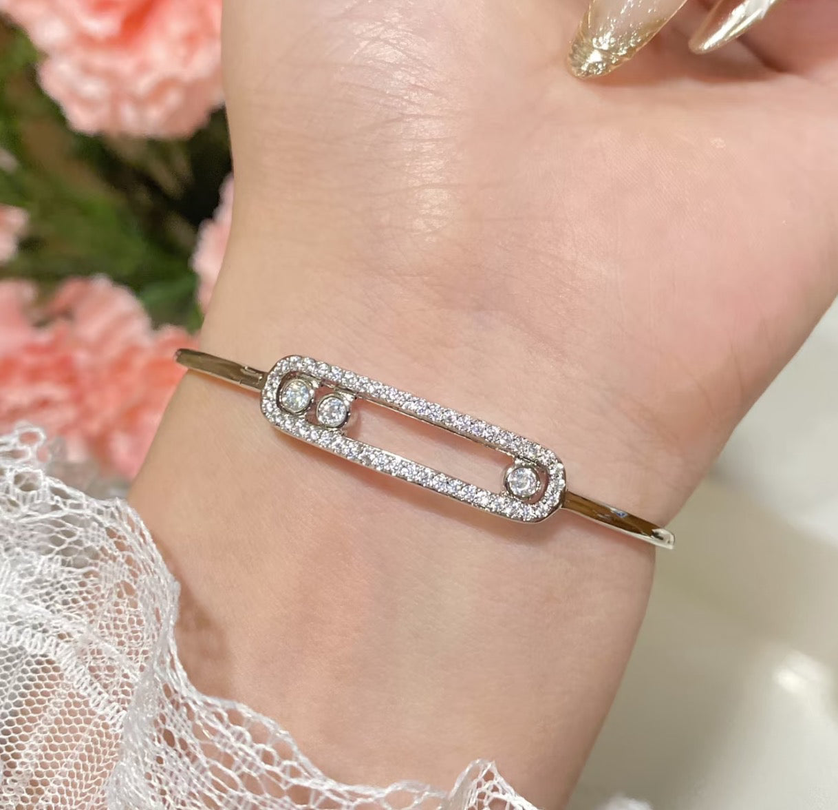 [Sprite Jewelry]Move Pavé Diamond Bangle Bracelet M