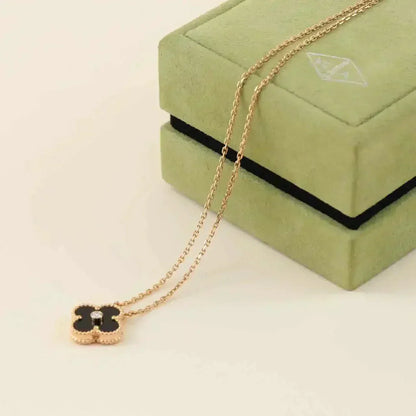 ¡®Sprite Jewelry¡¯CLOVER 15MM DIAMOND ONYX NECKLACE