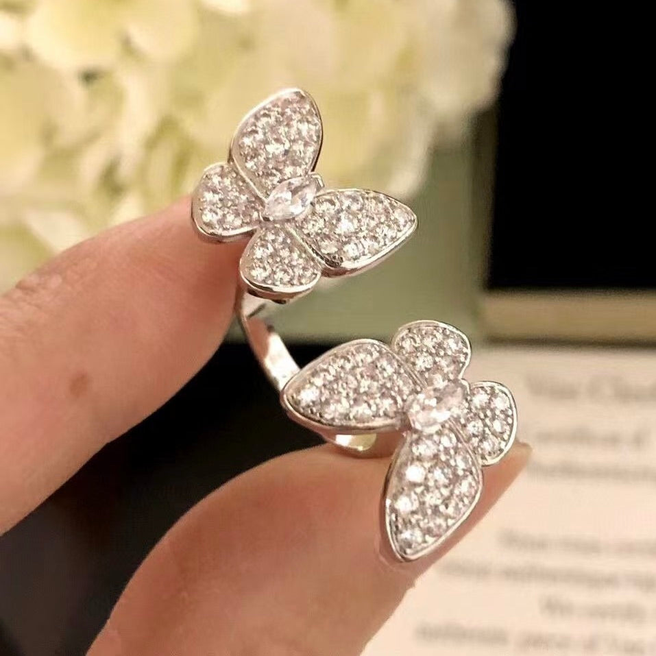 ¡®Sprite Jewelry¡¯TWIN SILVER BUTTERFLY DIAMOND RING