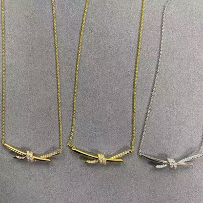 [Sprite Jewelry]T House Diamond-Studded Knot Necklace