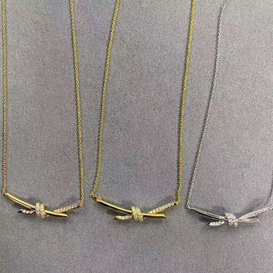 [Sprite Jewelry]T House Diamond-Studded Knot Necklace