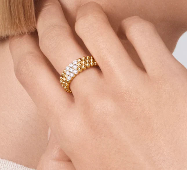 [Sprite Jewelry]Three-row diamond ring