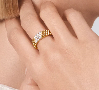[Sprite Jewelry]Three-row diamond ring