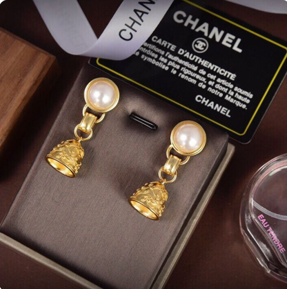 [Sprite Jewelry]Golden Chanel stud earrings