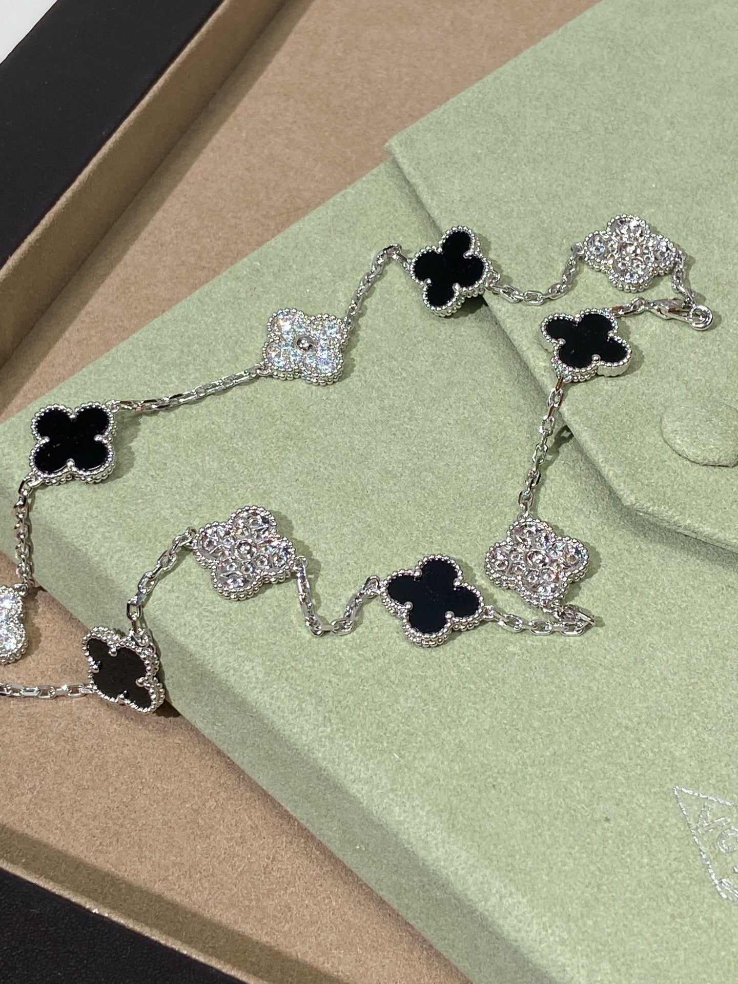 [Sprite Jewelry] Four-Leaf Clover Ten Elements Panda Diamond Silver Necklace