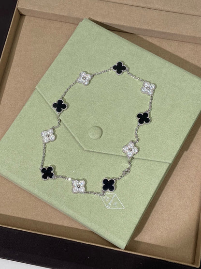 [Sprite Jewelry] Four-Leaf Clover Ten Elements Panda Diamond Silver Necklace