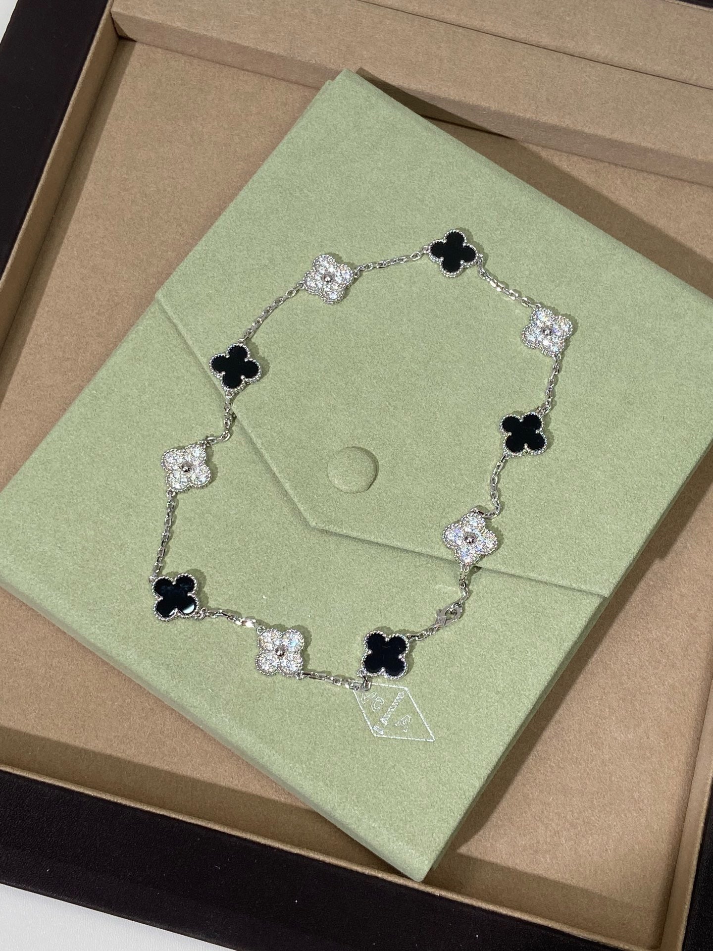 [Sprite Jewelry] Four-Leaf Clover Ten Elements Panda Diamond Silver Necklace