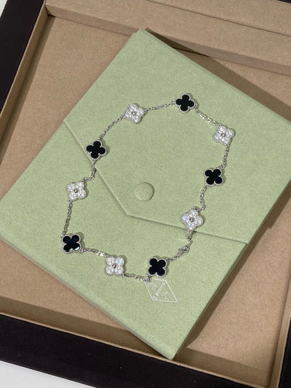 [Sprite Jewelry] Four-Leaf Clover Ten Elements Panda Diamond Silver Necklace