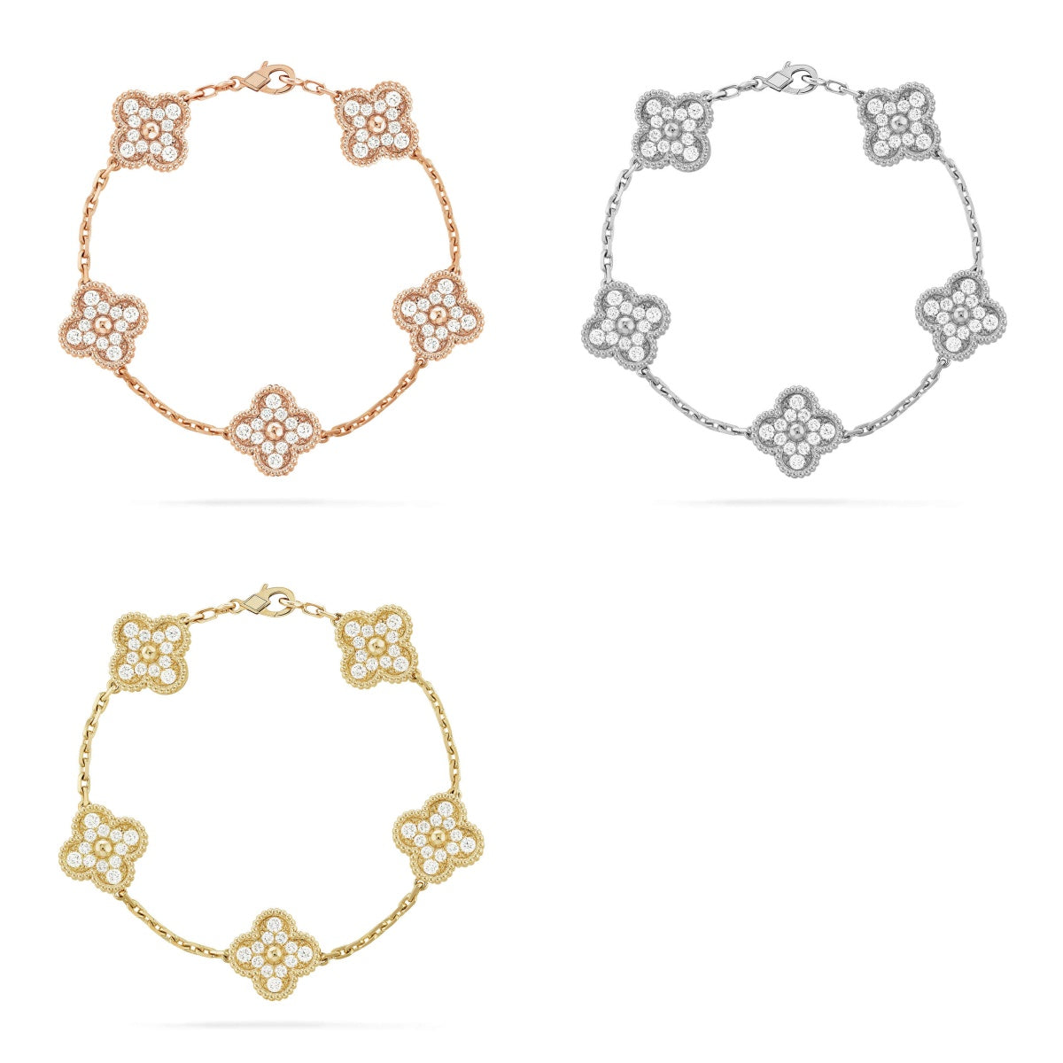 [Sprite Jewelry] New  CLOVER 5 MOTIF FULL DIAMOND BRACELET COLLECTION