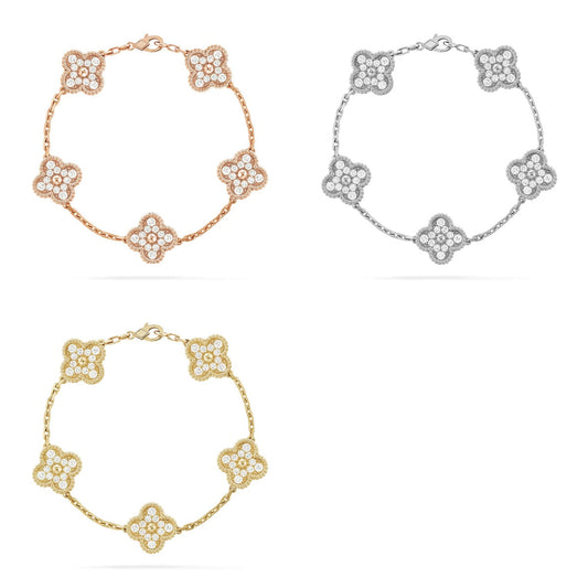 [Sprite Jewelry] New  CLOVER 5 MOTIF FULL DIAMOND BRACELET COLLECTION