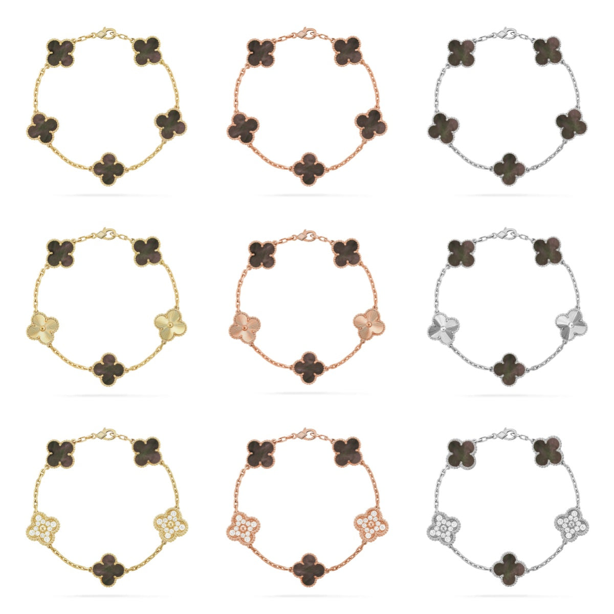 [Sprite Jewelry]New CLOVER 5 MOTIF GRAY MOP BRACELET COLLECTION