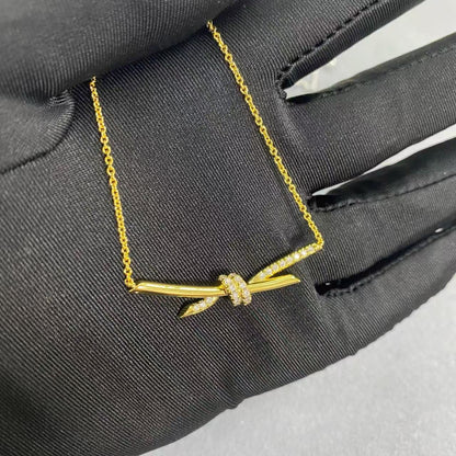 [Sprite Jewelry]T House Diamond-Studded Knot Necklace