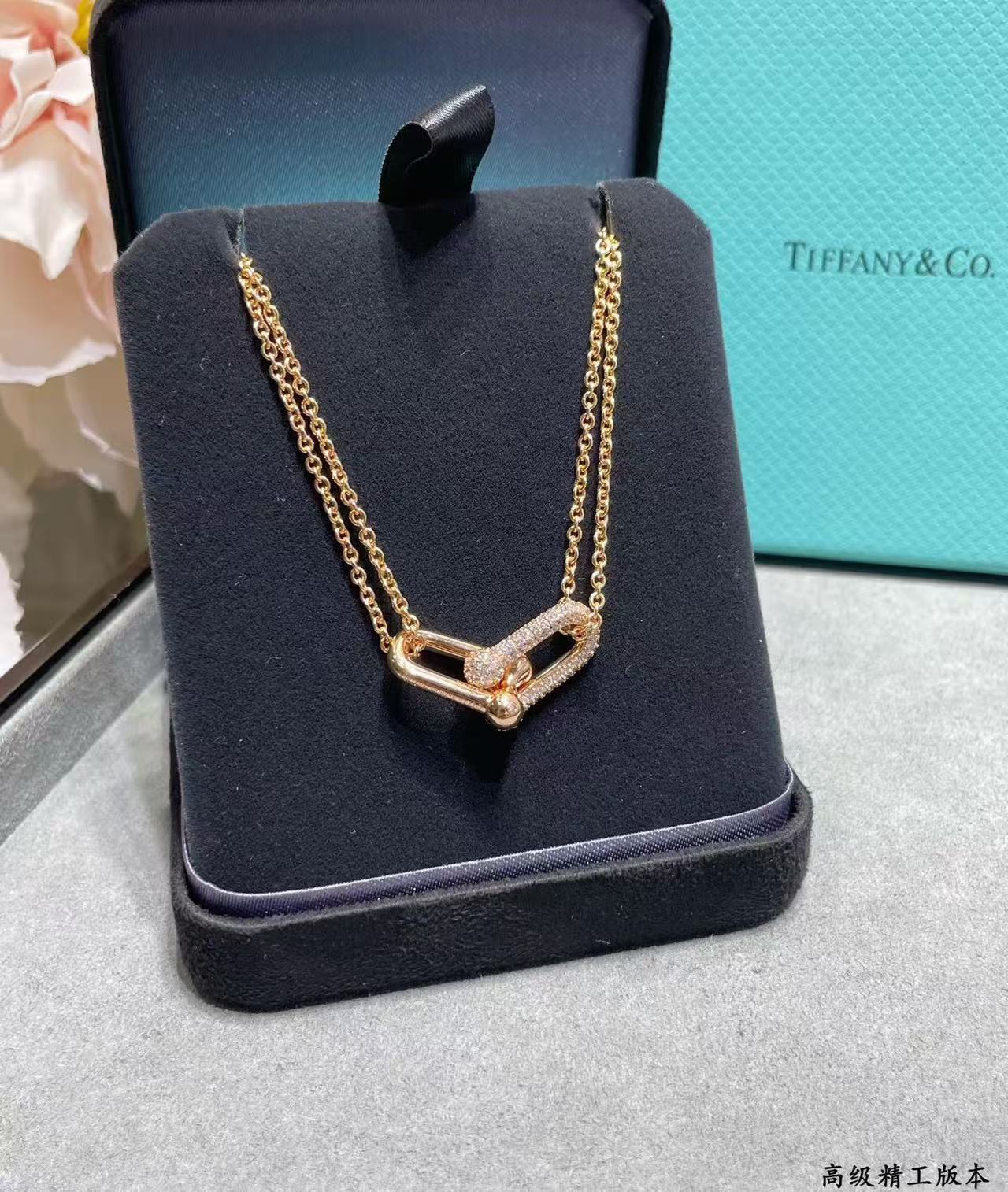 [Sprite Jewelry]T House Diamond-Set Double Chain Link Pendant Necklace