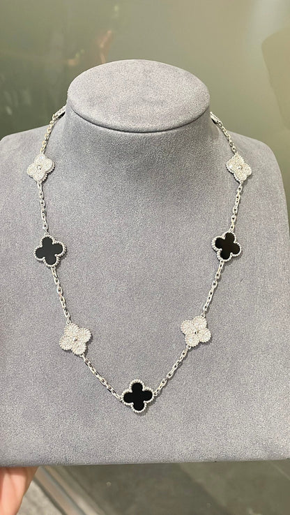 [Sprite Jewelry] Four-Leaf Clover Ten Elements Panda Diamond Silver Necklace