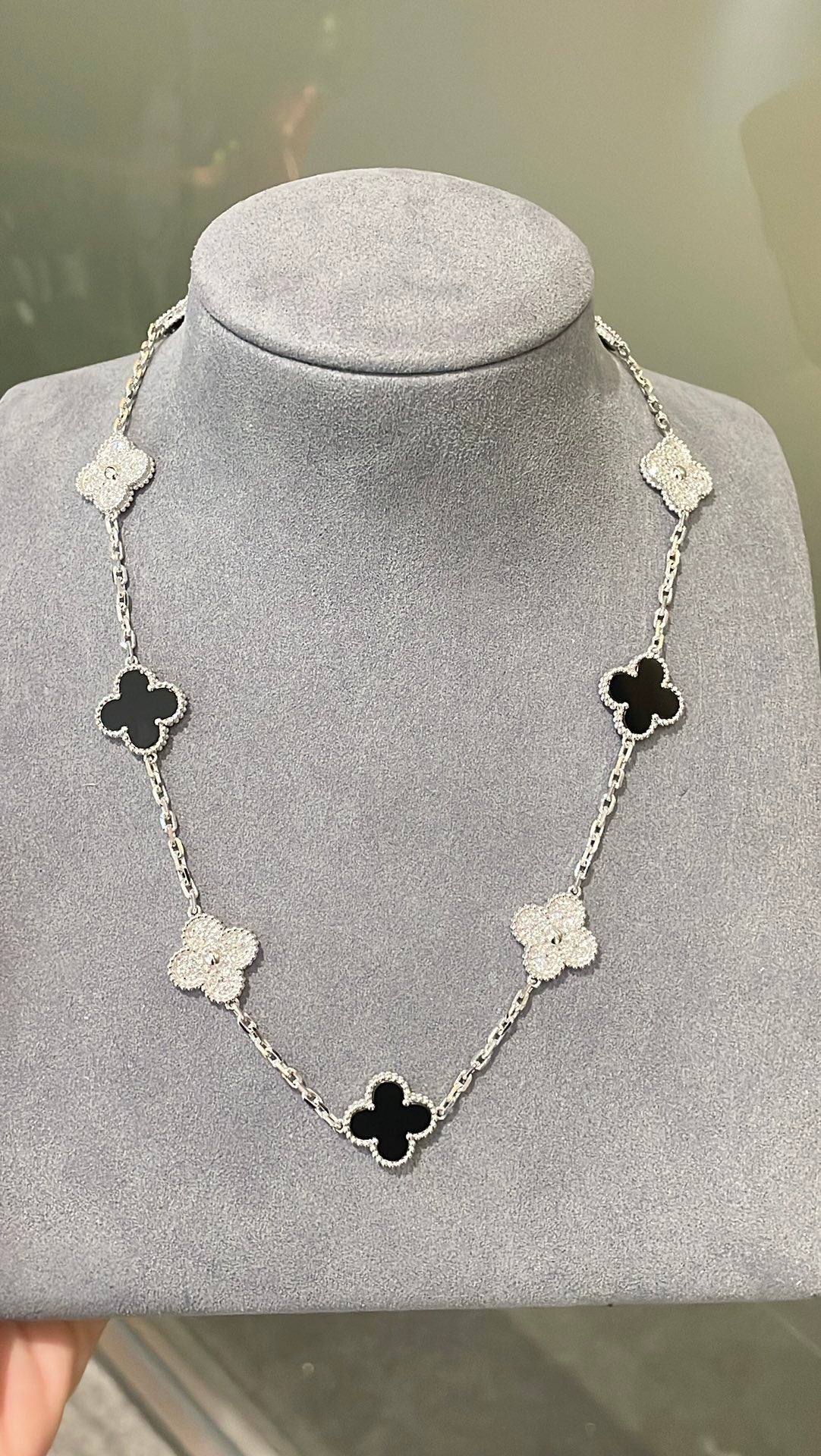 [Sprite Jewelry] Four-Leaf Clover Ten Elements Panda Diamond Silver Necklace