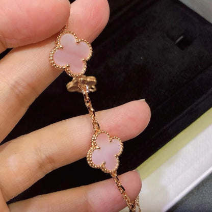 [Sprite Jewelry]CLOVER 5 MOTIFS Pink  AGATE  BRACELET