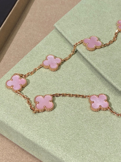 [Sprite Jewelry] Pink Necklace with Ten Clover Designs