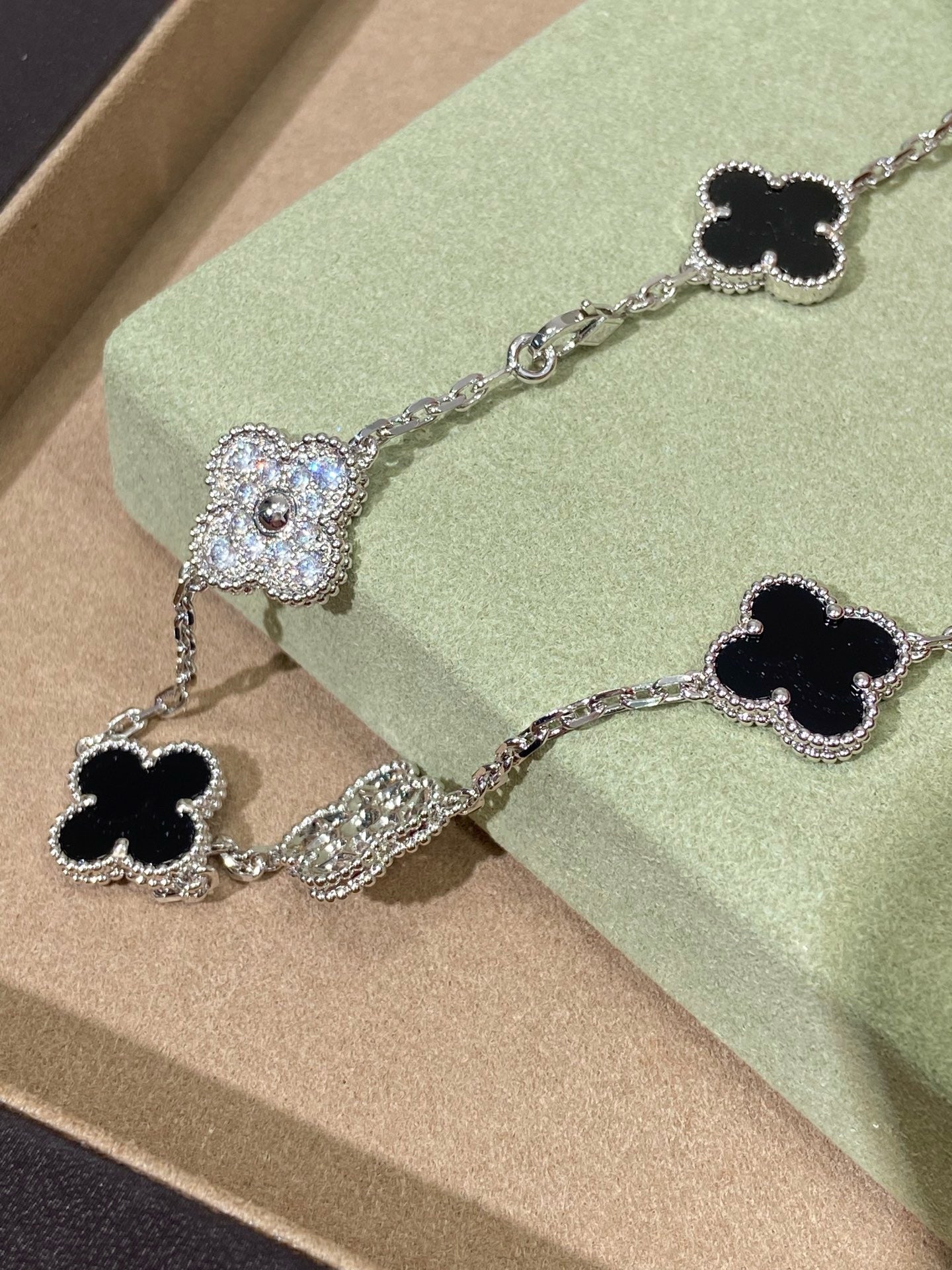 [Sprite Jewelry] Four-Leaf Clover Ten Elements Panda Diamond Silver Necklace
