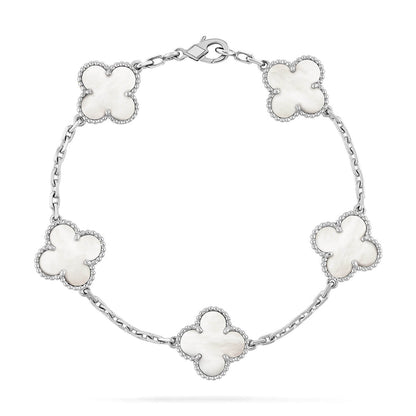 [Sprite Jewelry]New CLOVER WHITE PEARL MOP 5 MOTIF BRACELET COLLECTION