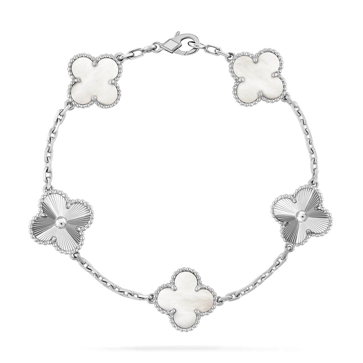 [Sprite Jewelry]New CLOVER WHITE PEARL MOP 5 MOTIF BRACELET COLLECTION