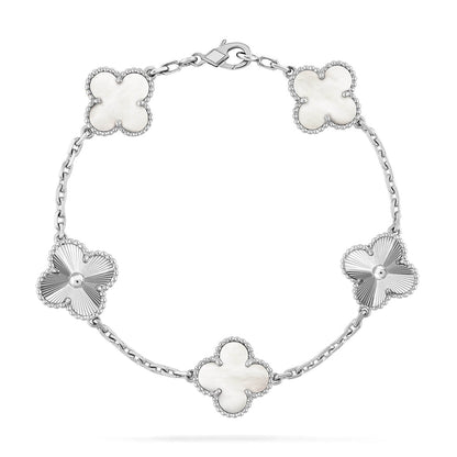 [Sprite Jewelry]New CLOVER WHITE PEARL MOP 5 MOTIF BRACELET COLLECTION