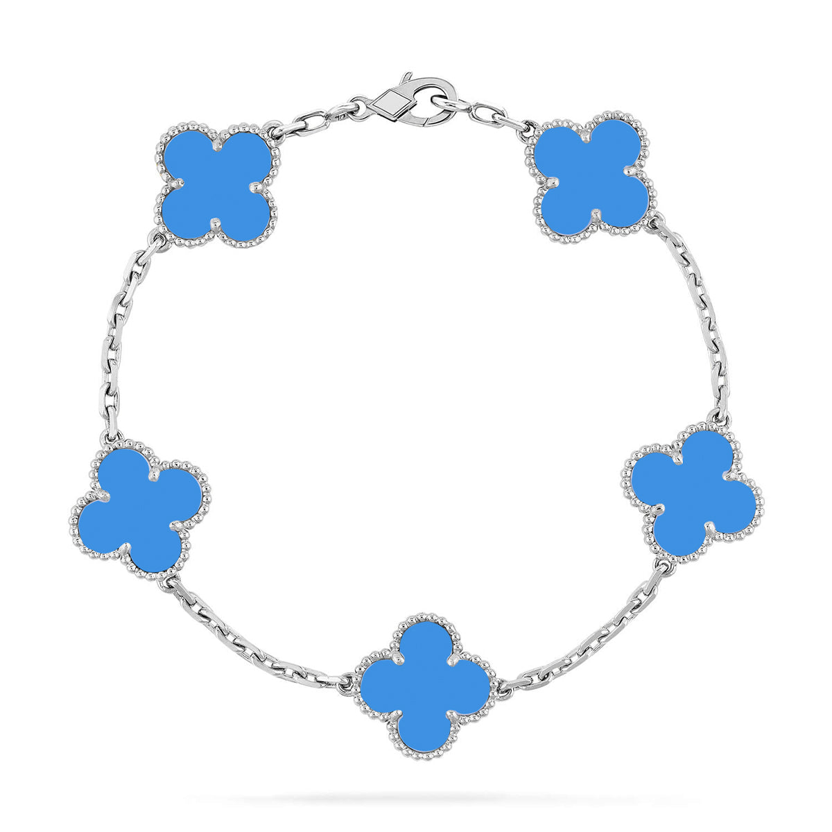 [Sprite Jewelry]New CLOVER 5 MOTIF BLUE AGATE BRACELET COLLECTION