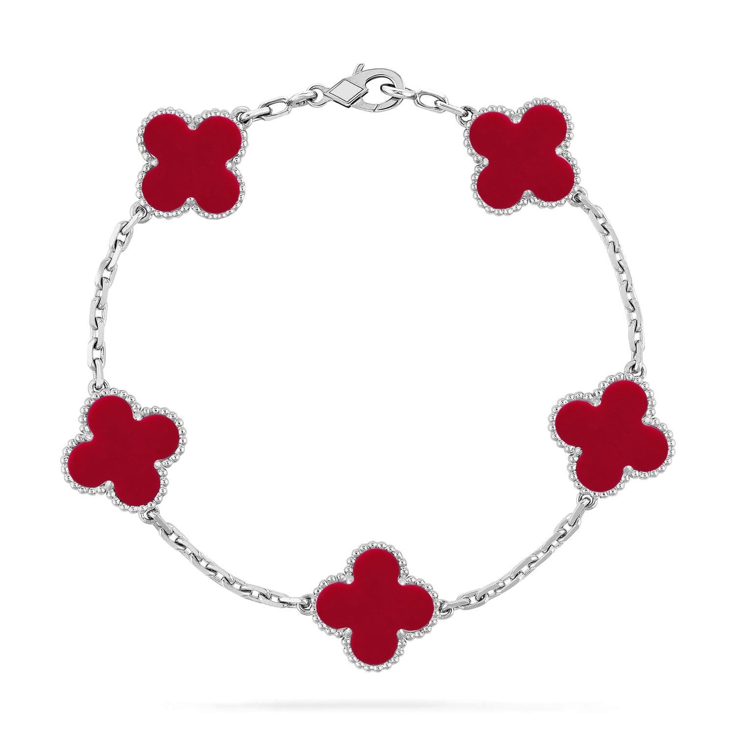 [Sprite Jewelry]New  CLOVER 5 MOTIF RED CORNELIAN BRACELET COLLECTION